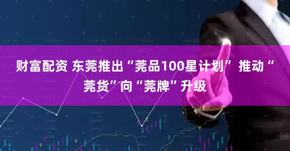 财富配资 东莞推出“莞品100星计划” 推动“莞货”向“莞牌”升级